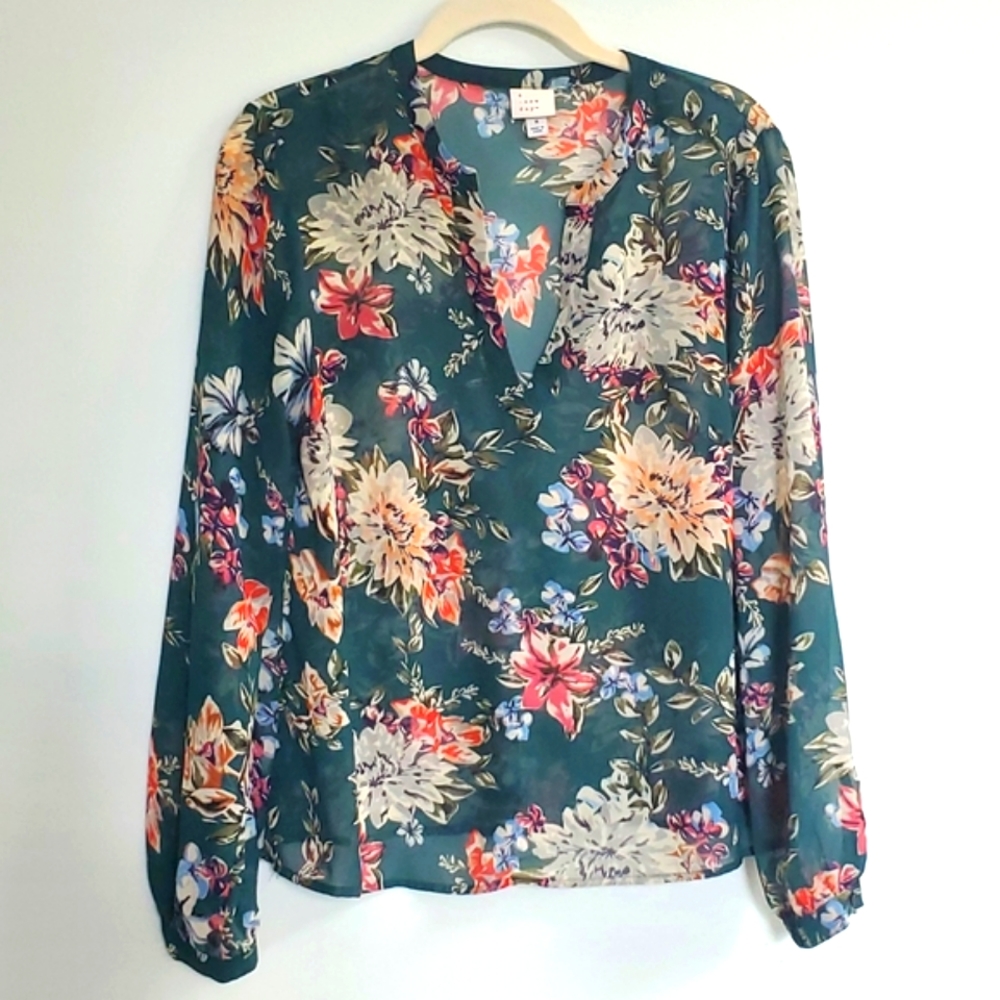 Green Floral Blouse
